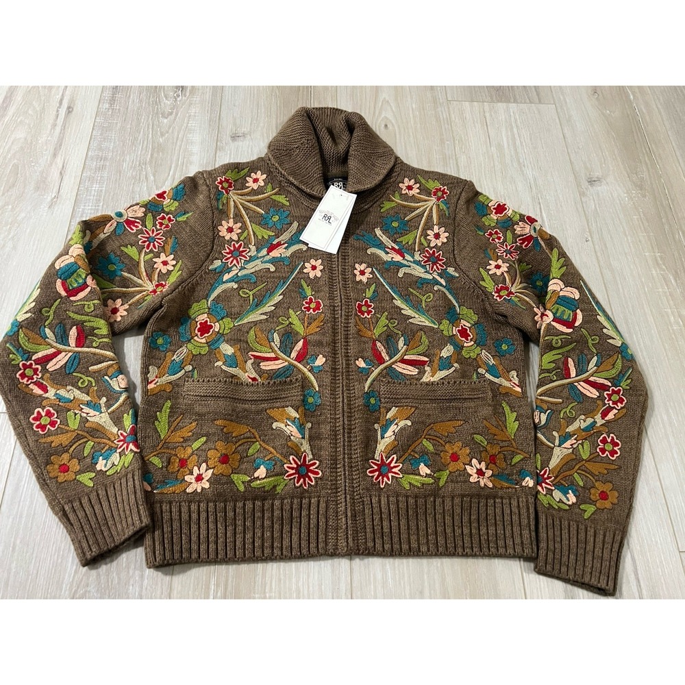 RRL floral embroidered cardigan Size 3 - Picture 4 of 10